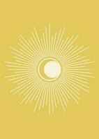 Gelb Sonne drucken Boho minimalistisch druckbar Mauer Kunst Illustration vektor