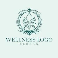 wellness vektor logotyp design. lotus blomma bohemisk emblem.