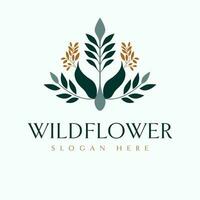 Wildblume Vektor Logo Design. Blumen- Logo Emblem.