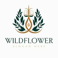 Wildblume Vektor Logo Design. Blumen- Logo Emblem.