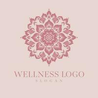 Wellness Vektor Logo Design. Mandala Blumen- Vektor Emblem.