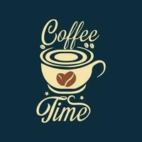 Kaffee Zeit. Kaffee Zitat Jahrgang Beschriftung. Vektor Illustration Tasse von Kaffee.