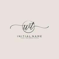 Initiale wt feminin Logo Sammlungen Vorlage. Handschrift Logo von Initiale Unterschrift, Hochzeit, Mode, Schmuck, Boutique, Blumen- und botanisch mit kreativ Vorlage zum irgendein Unternehmen oder Geschäft. vektor