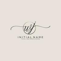 första wj feminin logotyp samlingar mall. handstil logotyp av första signatur, bröllop, mode, smycken, boutique, blommig och botanisk med kreativ mall för några företag eller företag. vektor