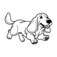 Basset hetzen, Hand gezeichnet Karikatur Charakter, Hund Symbol. vektor