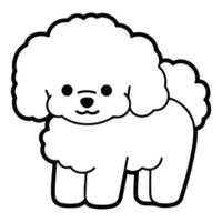 bichon frisé, hand dragen tecknad serie karaktär, hund ikon. vektor