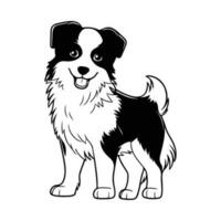 gräns collie, hand dragen tecknad serie karaktär, hund ikon. vektor