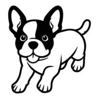 boston terrier, hand dragen tecknad serie karaktär, hund ikon. vektor