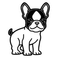 Boston Terrier, Hand gezeichnet Karikatur Charakter, Hund Symbol. vektor