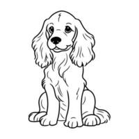 engelsk cockerspaniel spaniel hund, hand dragen tecknad serie karaktär, hund ikon. vektor