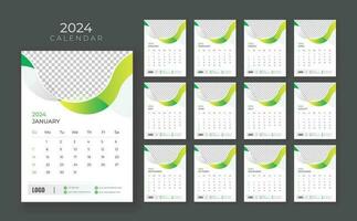 vägg kalender 2024, företag kalender mall, vecka Start söndag, vektor vägg kalender 2024, vägg kalender i en minimalistisk stil