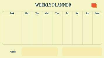 abstrakt enkel minimalistisk design en gång i månaden planerare i ljus gul Färg. detta varje vecka planerare kommer Spår din arbete och organisera din uppgift. vektor