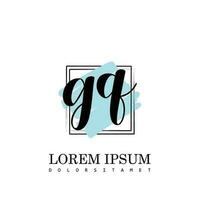gq första brev handstil logotyp med fyrkant borsta mall vektor