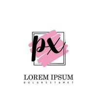 px första brev handstil logotyp med fyrkant borsta mall vektor
