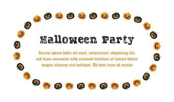 Oval Jack Ö Laterne Halloween Rahmen Grenze. Halloween Party Text. Sozial Medien Post Karte Vorlage Vektor Illustration.