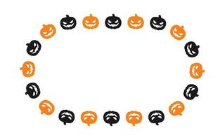 oval domkraft o lykta pumpa halloween ram gräns silhuett. social media posta kort mall vektor illustration.