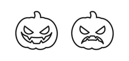 domkraft o lykta pumpa linje ikon, översikt vektor tecken. halloween lura eller behandla Semester symbol, logotyp illustration.