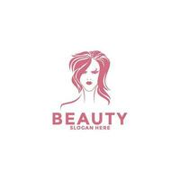 skönhet logotyp salong och hår behandling logotyp design, skönhet kvinna mode logotyp mall vektor