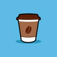 Kaffee trinken Tasse Vektor auf Blau Hintergrund. Kaffee Vektor Illustration von schnell Lebensmittel. Müll Essen