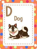 Alphabet Flashcard mit Buchstaben d für Hund for vektor