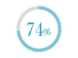 74 procent läser in. 74 procent cirkel diagram infographics vektor, procentsats redo till använda sig av för webb design. vektor