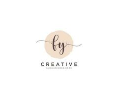 Initial fy feminines Logo Schönheitsmonogramm und elegantes Logo-Design, Handschrift-Logo der Erstunterschrift, Hochzeit, Mode, Blumen und Pflanzen mit kreativer Vorlage. vektor