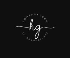 initiales hg feminines logo schönheitsmonogramm und elegantes logodesign, handschriftlogo der ersten unterschrift, hochzeit, mode, blumen und botanik mit kreativer vorlage. vektor