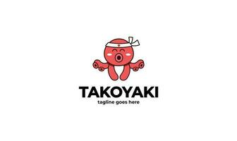 Takoyaki Logo mit Tintenfisch Maskottchen vektor
