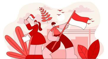 Indonesiens självständighetsdag platt illustration vektor