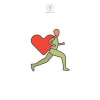 välgörenhet springa. löpning person med hjärta ikon symbol vektor illustration isolerat på vit bakgrund