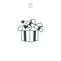 Geschenk Box mit Herz Symbol Symbol Vektor Illustration isoliert auf Weiß Hintergrund