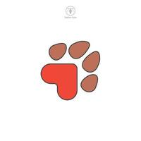 Haustier Pfote mit Herz Symbol Symbol Vektor Illustration isoliert auf Weiß Hintergrund