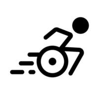 rör på sig i en rullstol piktogram ikon. vektor. vektor