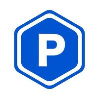 sechseckig Parkplatz unterzeichnen. Parkplatz Zeichen zum Parkplatz viel, Fahrrad Parken, und Motorrad. Vektor. vektor