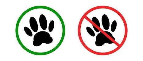Tiere erlaubt und verboten. Haustier erlaubt und Haustier nicht erlaubt Symbol Satz. Vektoren. vektor