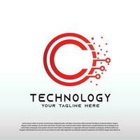 Technologie Logos, Zukunft Technologie Symbole, Schaltungen mit Linie Stile, Vektor Illustration Elemente