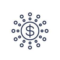 Crowdfunding, erziehen Geld Linie Symbol vektor