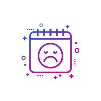 Schlecht Tag Symbol mit Kalender und Emoji vektor