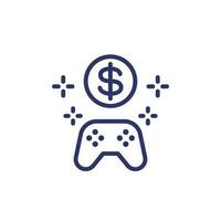 Geld zum Spiele Linie Symbol mit Gamepad vektor