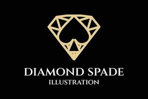 einfach geometrisch golden Diamant Spaten Symbol Symbol Illustration Vektor