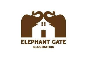 Jahrgang minimalistisch Elefant Tor Haus Eingang Symbol Illustration vektor