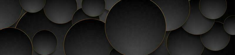 Technik geometrisch Hintergrund mit abstrakt golden und schwarz Kreise vektor