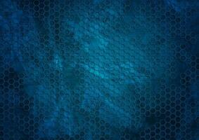 gammal mörk blå grunge hexagoner textur bakgrund vektor