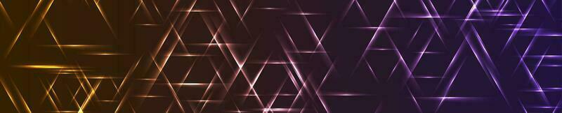 abstrakt glühend Neon- violett Orange Dreiecke geometrisch Banner Hintergrund vektor