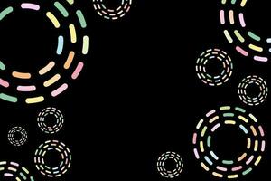 Pastell- farbig gestrichelt Rand Kreise Muster auf schwarz Hintergrund vektor