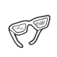 einfach Hand gezeichnet Sonnenbrille. einer Objekt isoliert auf Weiß Hintergrund. Linie Kunst Zeichnung. Gekritzel Brille. schwarz und Weiß Vektor Design. Symbol, Piktogramm.