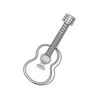 hand dragen barn teckning tecknad serie vektor illustration gitarr ikon isolerat på vit bakgrund