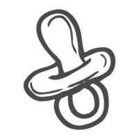 Hand gezeichnet Symbol von Baby Schnuller Dummy im Gekritzel Stil isoliert auf Weiß Hintergrund. vektor
