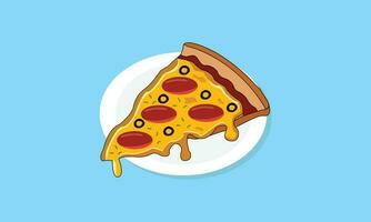 Illustration von ein Pizza Scheibe im Teller vektor