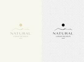 naturlig branding logotyp design begrepp. Sol och berg logotyp. vektor illustration.